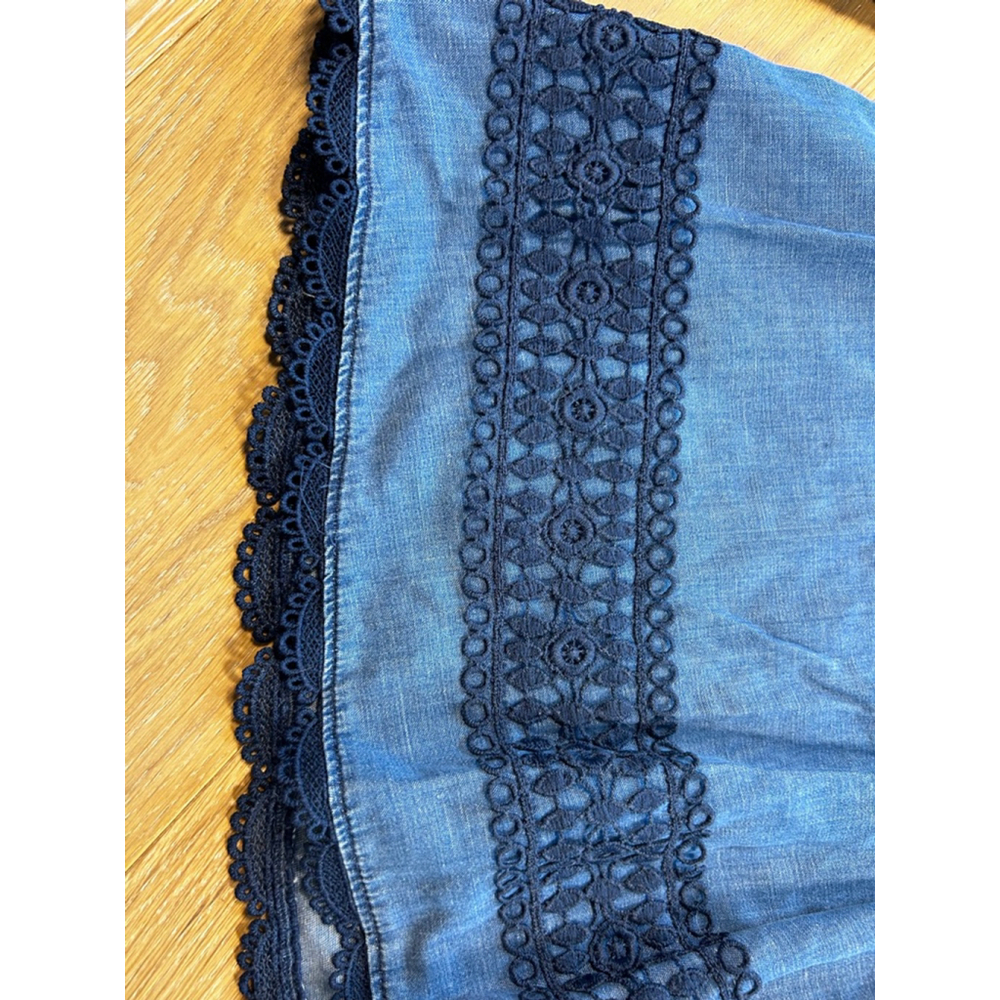 HOLDING HORSES Boho Light Blue DenimTunic with Navy Lace Size 10 - Picture 5 of 11